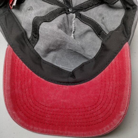 Peanuts Far Out Cap Hat Joe Cool Snoopy Woodstock Gray Red Canvas Strap Back - Picture 11 of 12